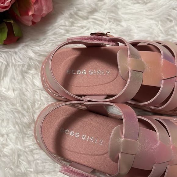BCBG girls translucent pink/shimmering soles sandals size 2 - Picture 6 of 9